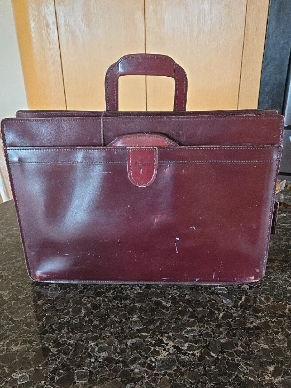 Hartman Burgundy Leather Briefcase - Carry Case